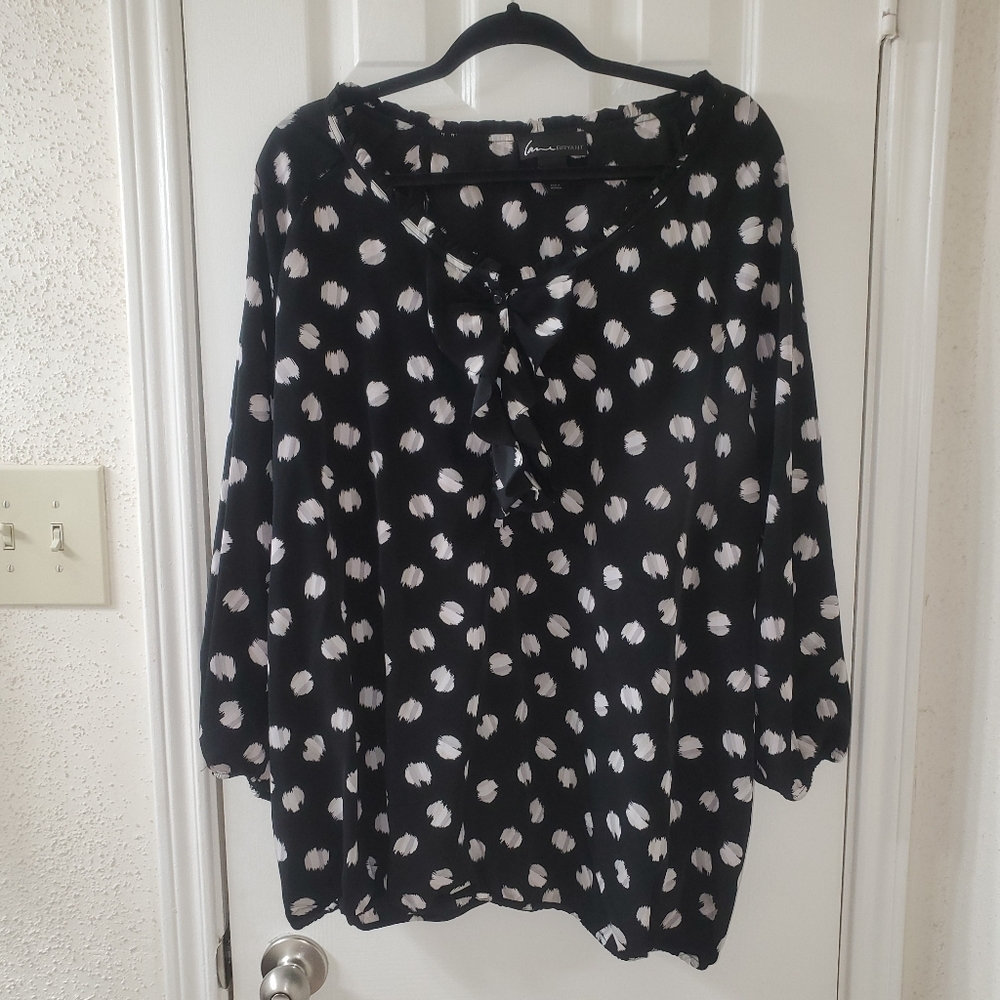 Lane Bryant polka dot blouse with ruffle